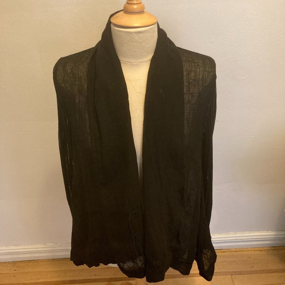 Crea Concept Longsleeve Mixed Media Wrap Jacket (Black)